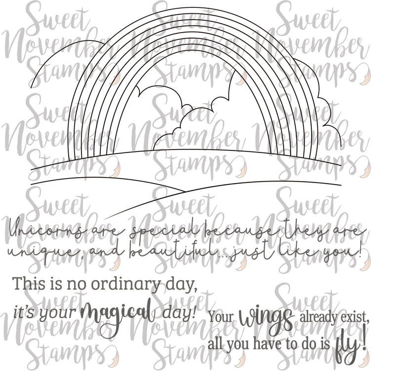 Digital Stamps - So Enchanting: Rainbow Background Builder and Sentiments