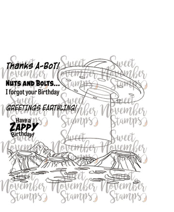 Digital Stamp - Robots vs Aliens: Background Builder and Sentiment Pack
