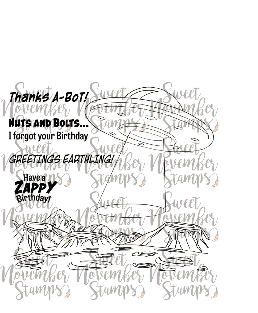 Digital Stamp - Robots vs Aliens: Background Builder and Sentiment Pack