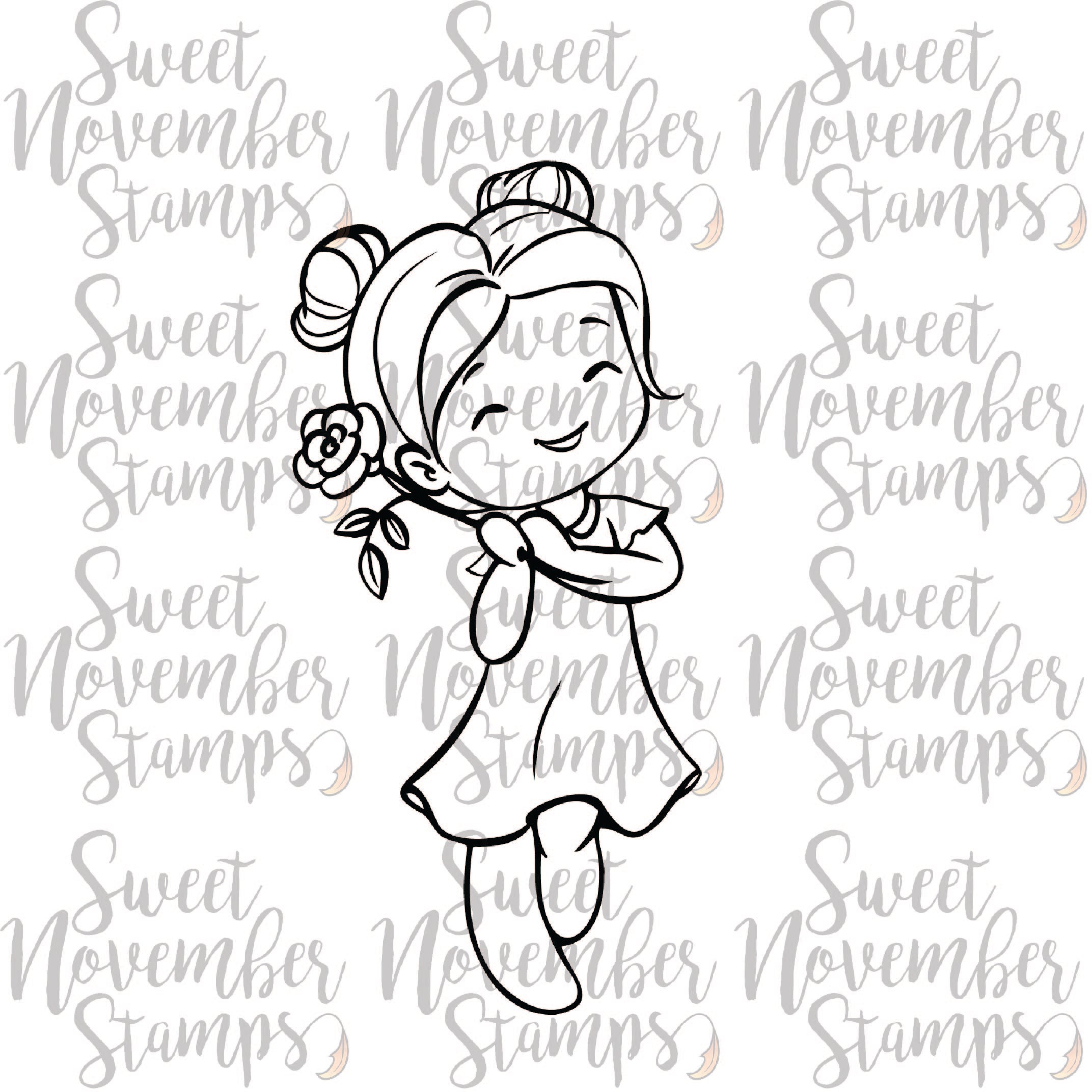 Digital Stamp - My Wee Valentine: Rosie with a rose