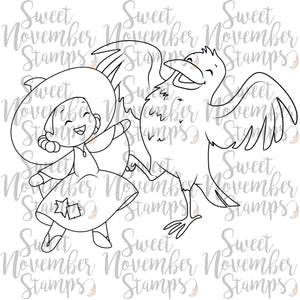 Digital Stamp - Witchwee: Sybil and her pal Poe