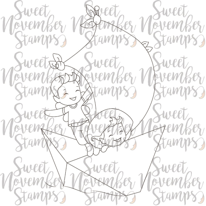 Digital Stamp - A Wee splash of fun: Sailing Sawyer and Sadie