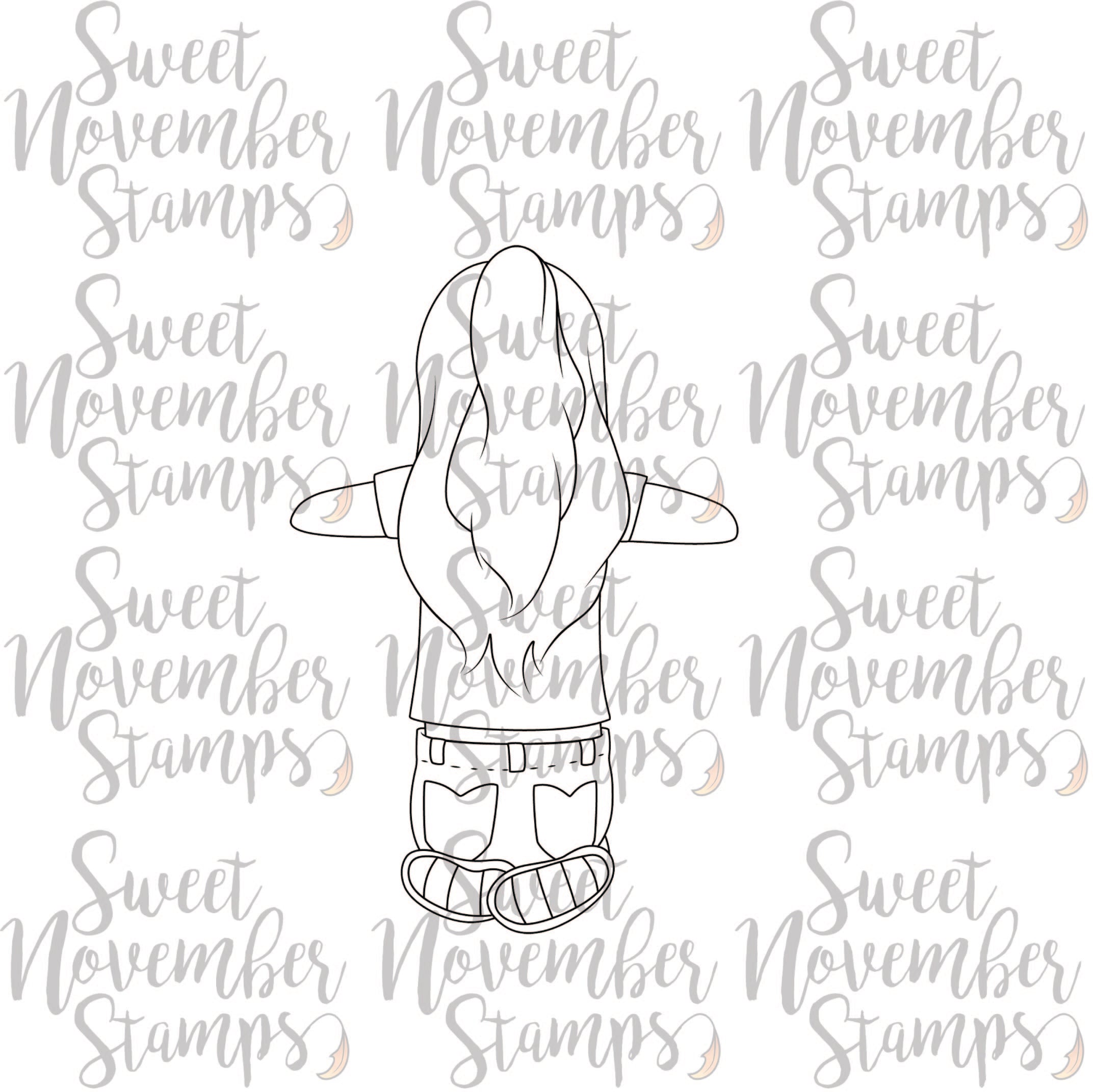 Digital Stamp: Spring is Back: Girl Kneeling