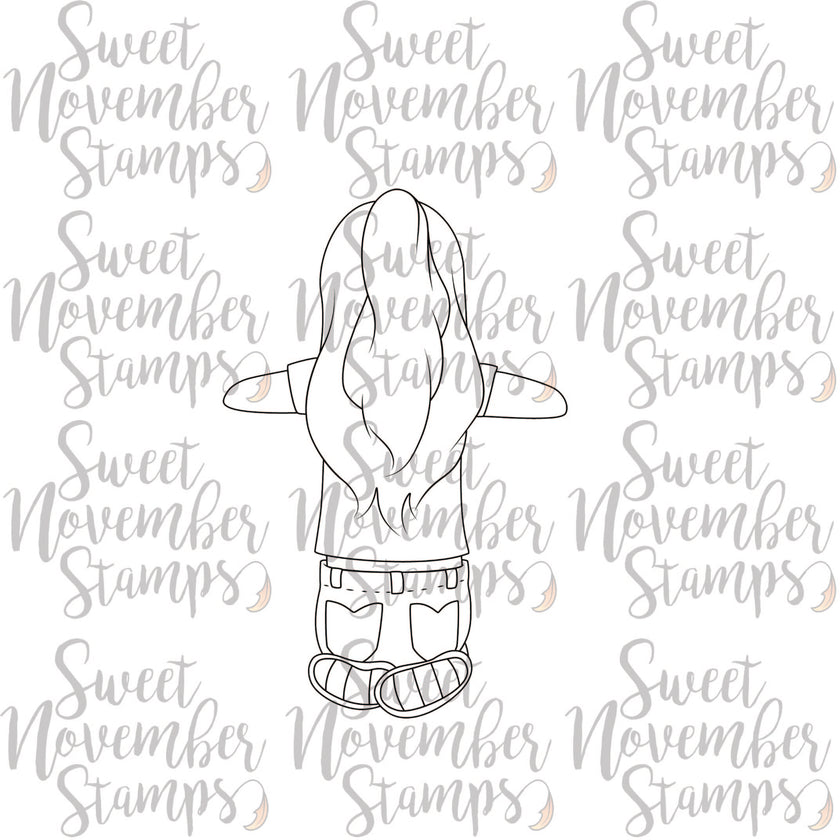 Digital Stamp: Spring is Back: Girl Kneeling