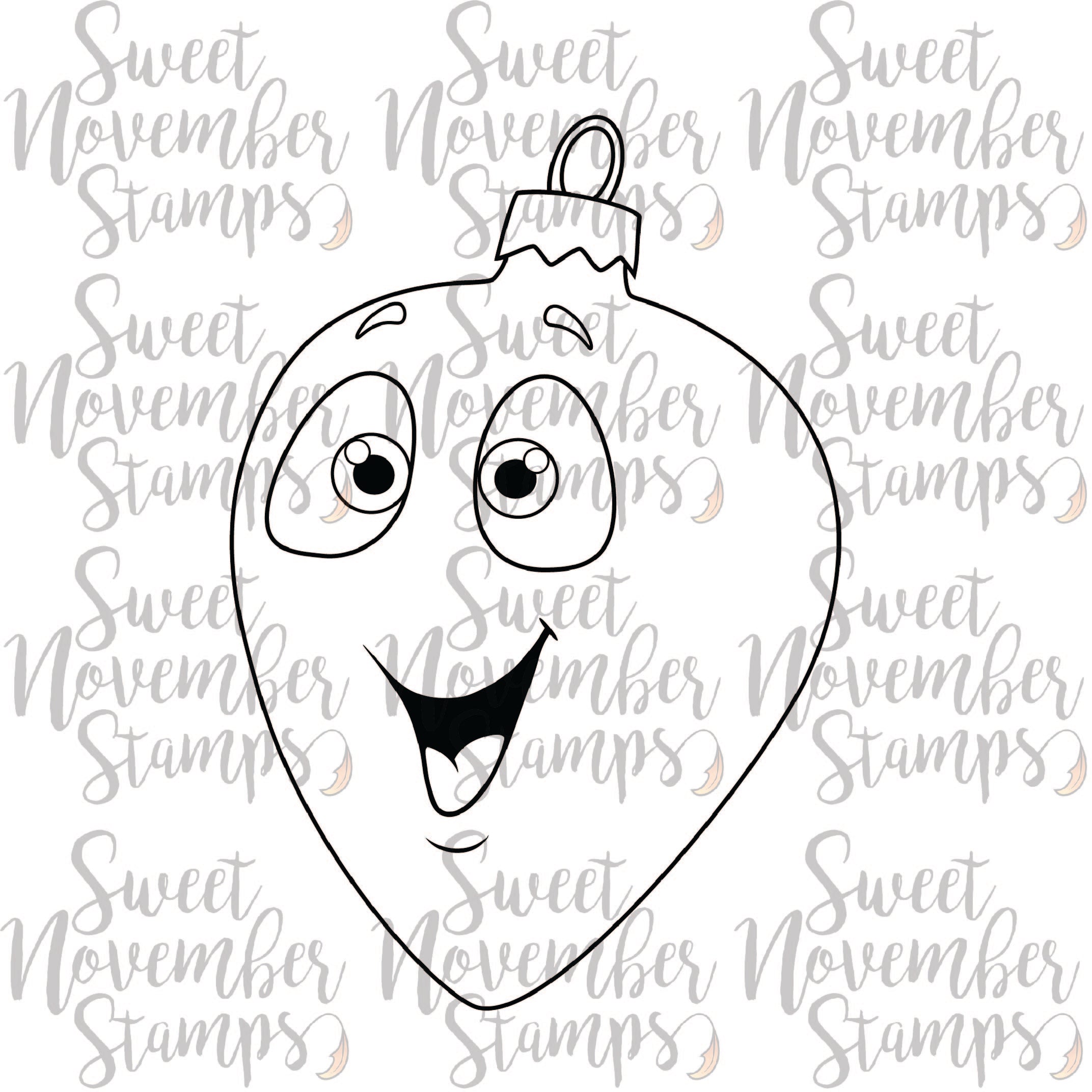 Digital Stamp - Happy Tree Ornament: Teardrop