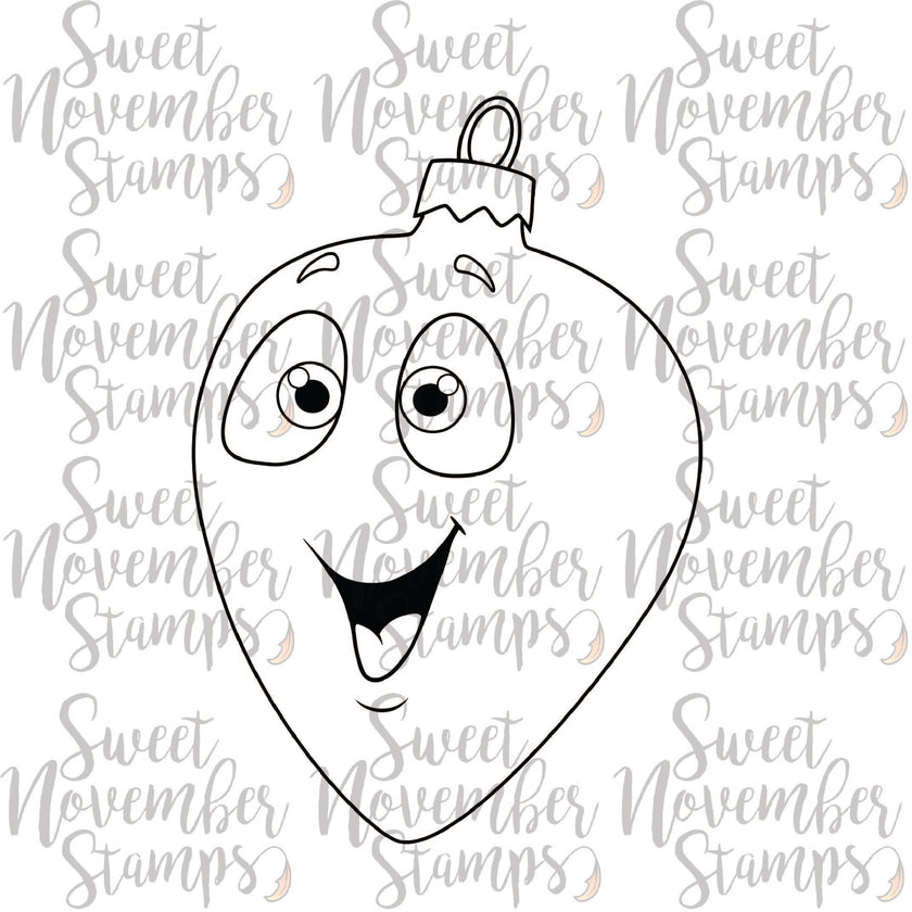 Digital Stamp - Happy Tree Ornament: Teardrop