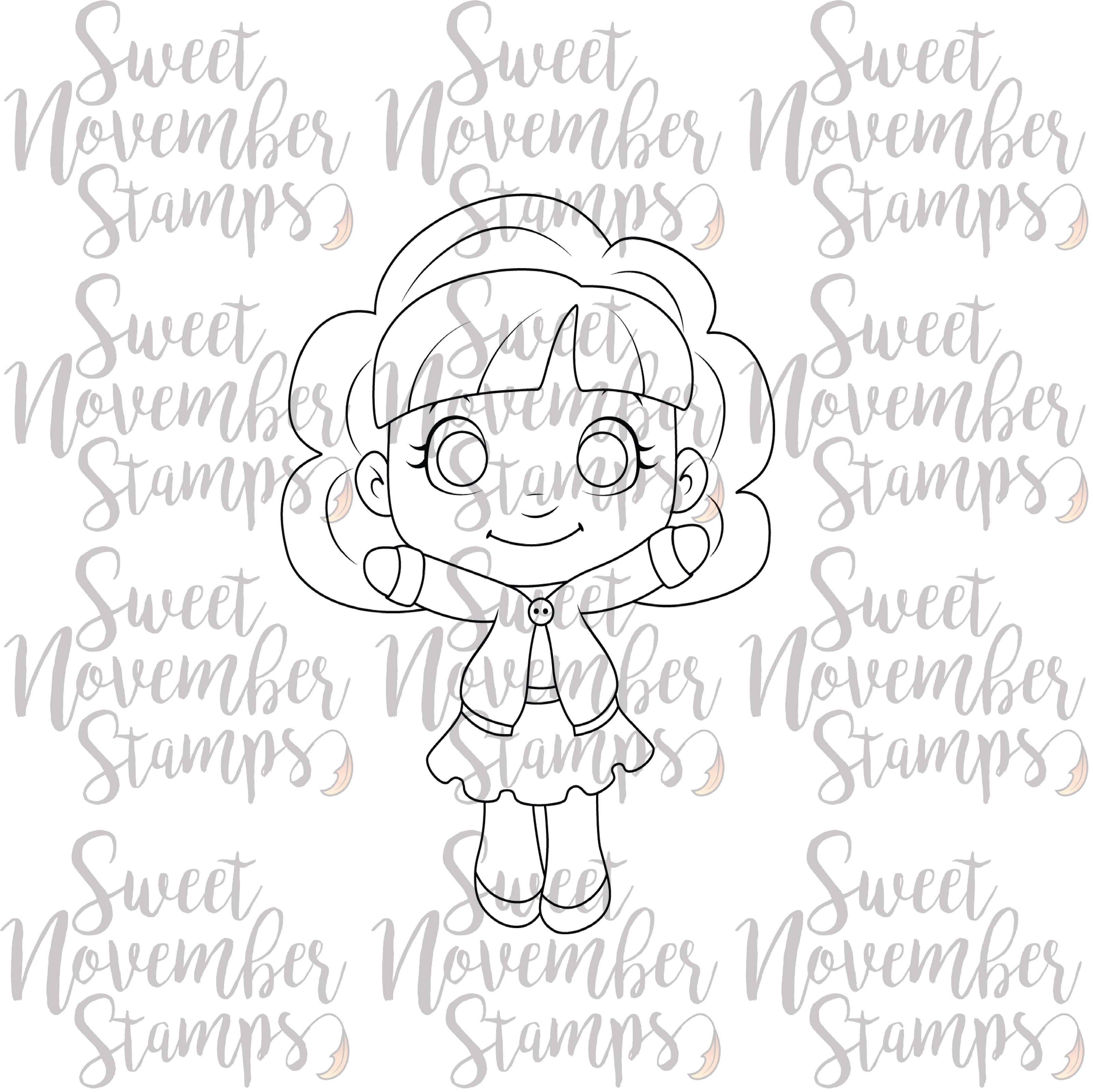 Digital Stamp - Thankful Cutie Girl