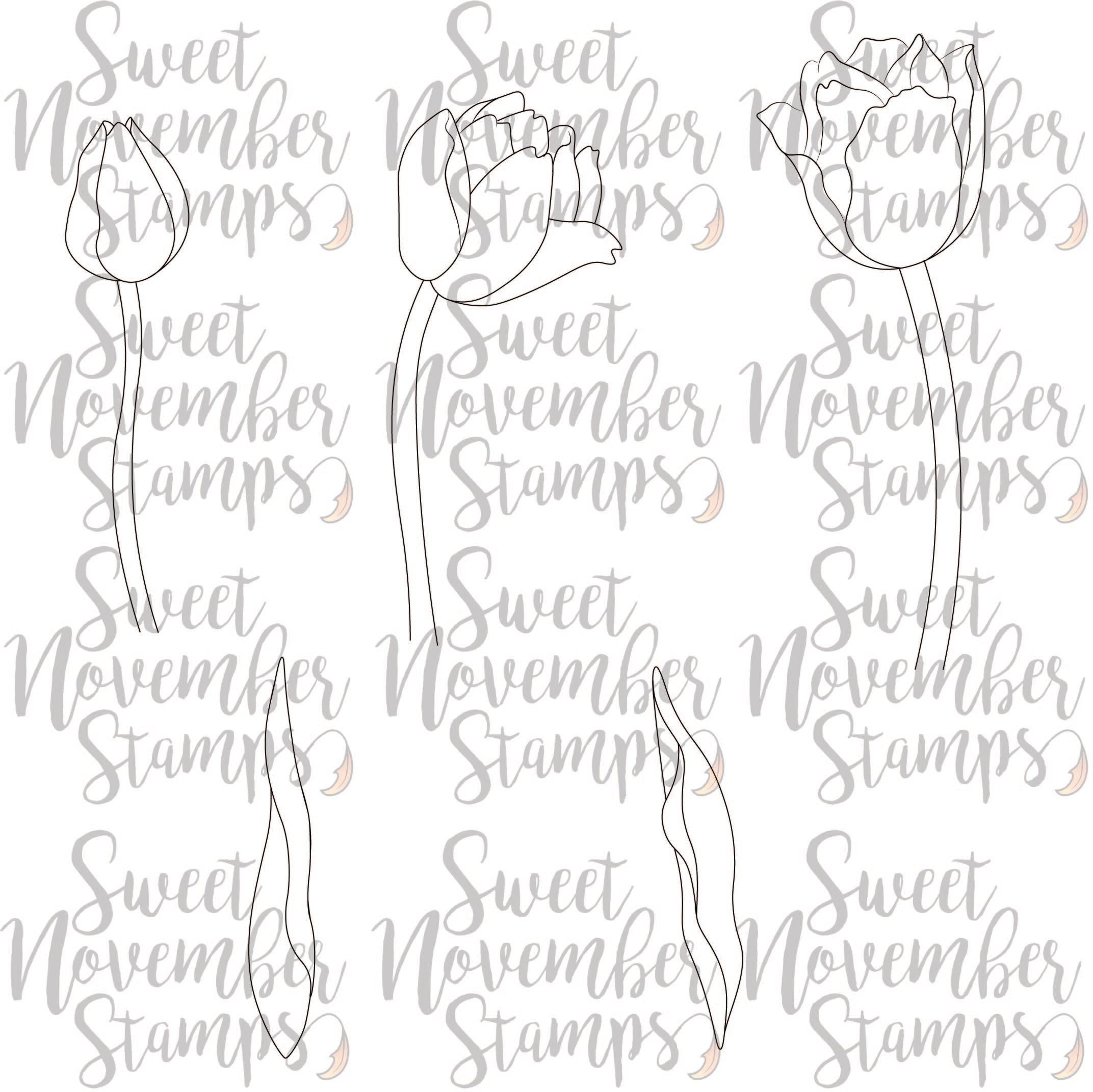 Digital Stamp - Scene Builder: Tulip Background set