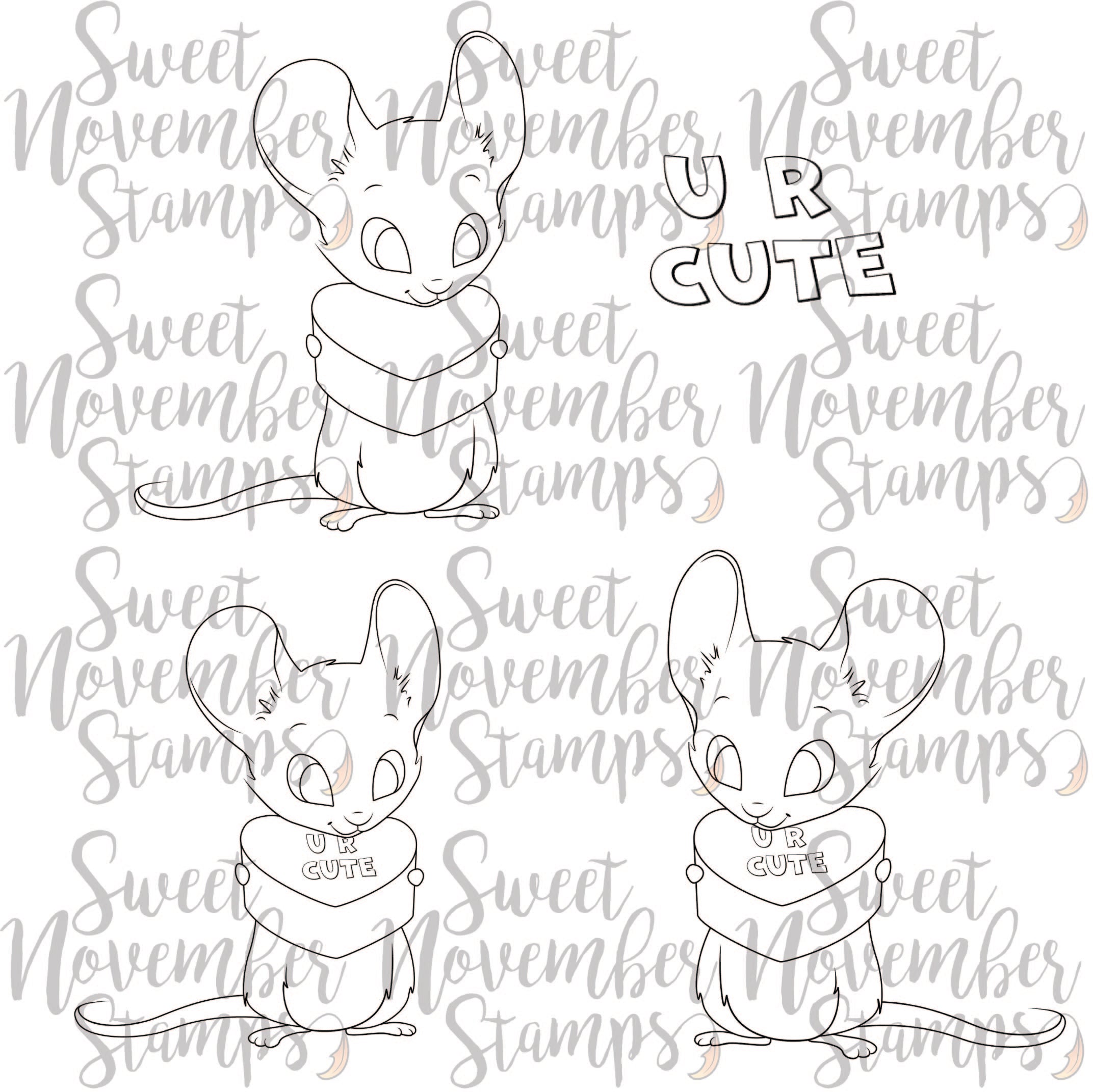 Digital Stamp - Tiny Hearts: U R Cute Mouse