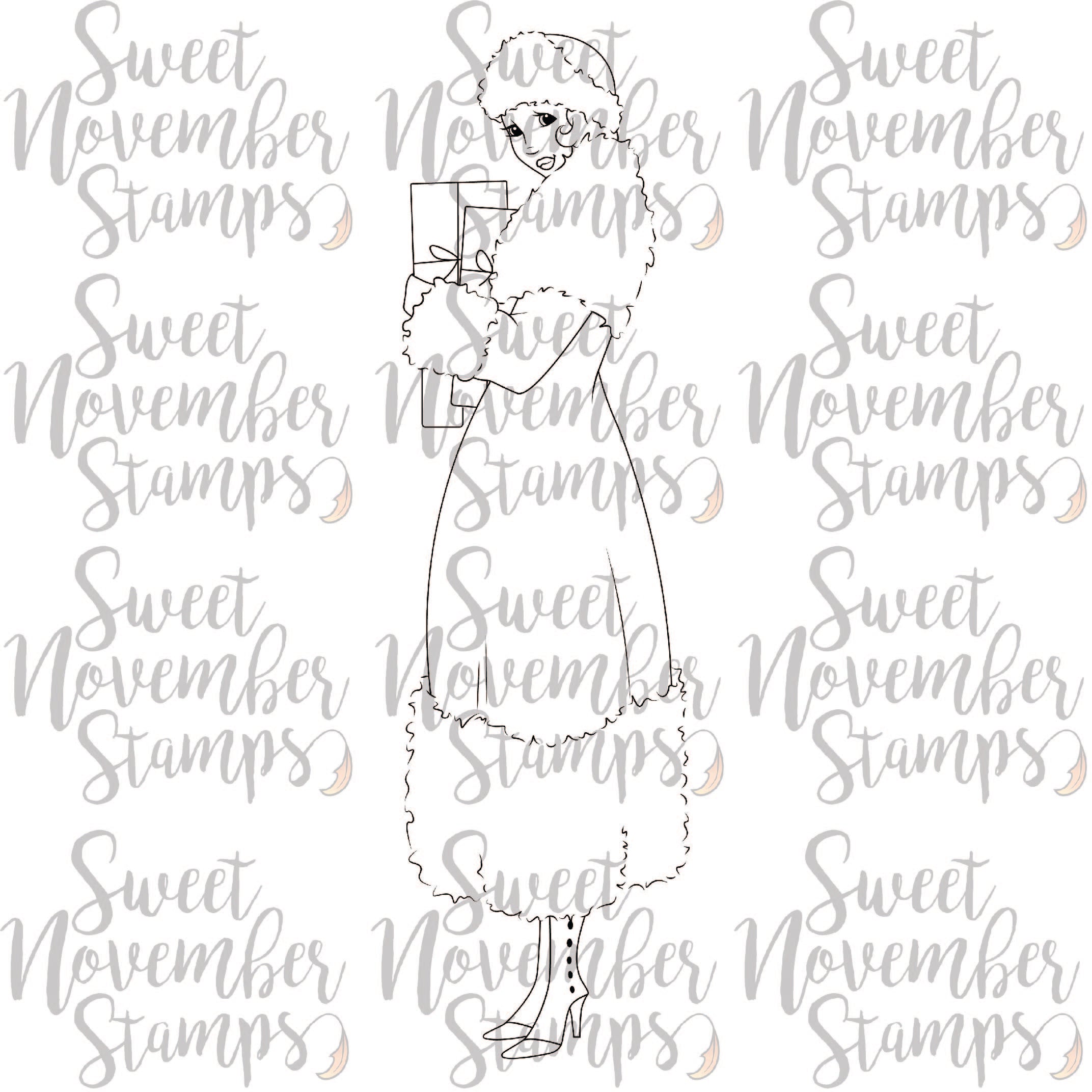 Digital Stamp - Vintage Christmas Shopper