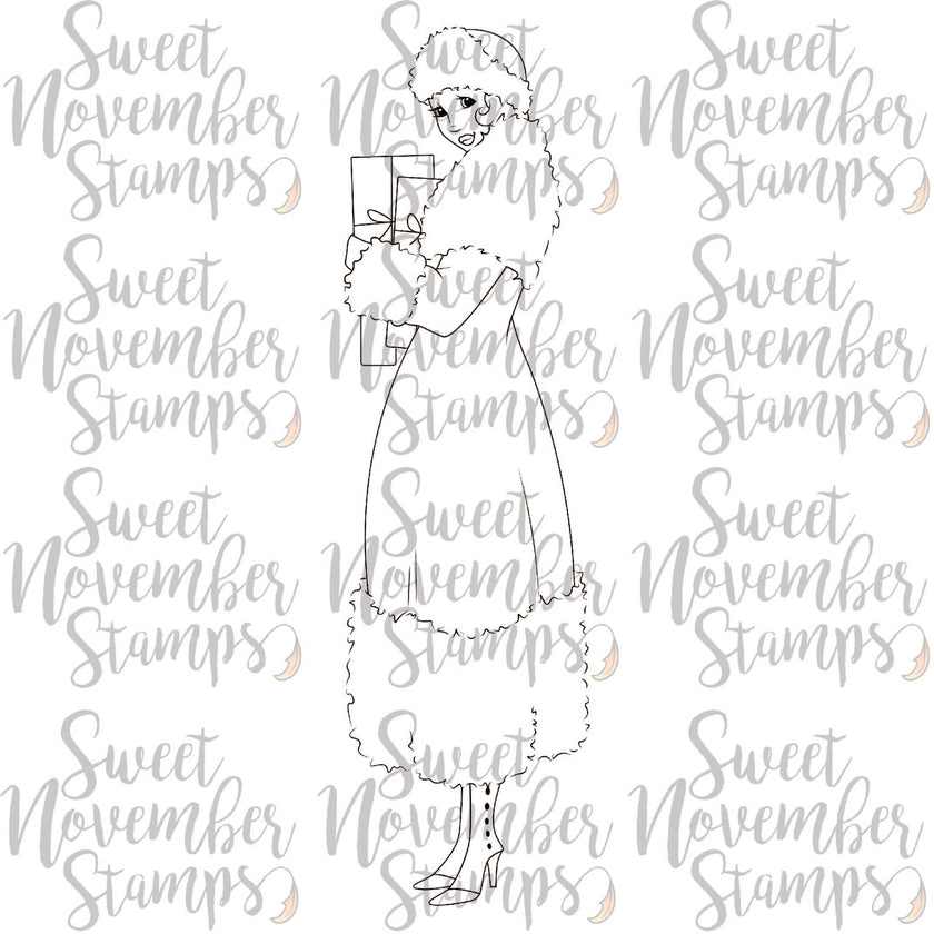 Digital Stamp - Vintage Christmas Shopper