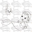 Digital Stamp - Merbabies: Wave and Happy