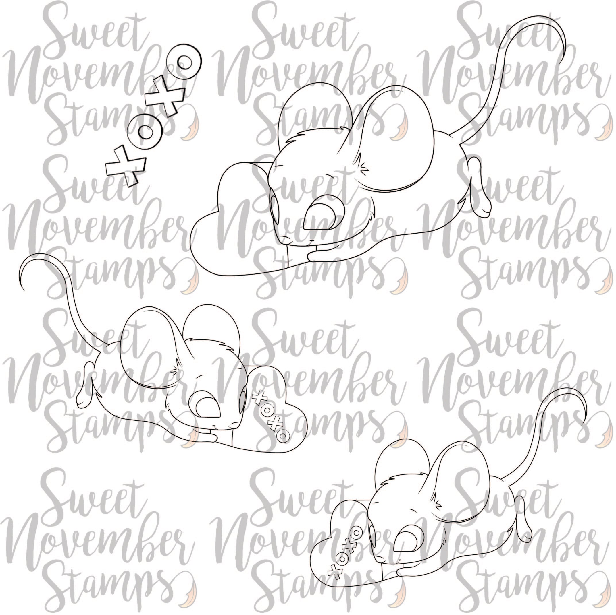 Digital Stamp - Tiny Hearts: XOXO Mouse