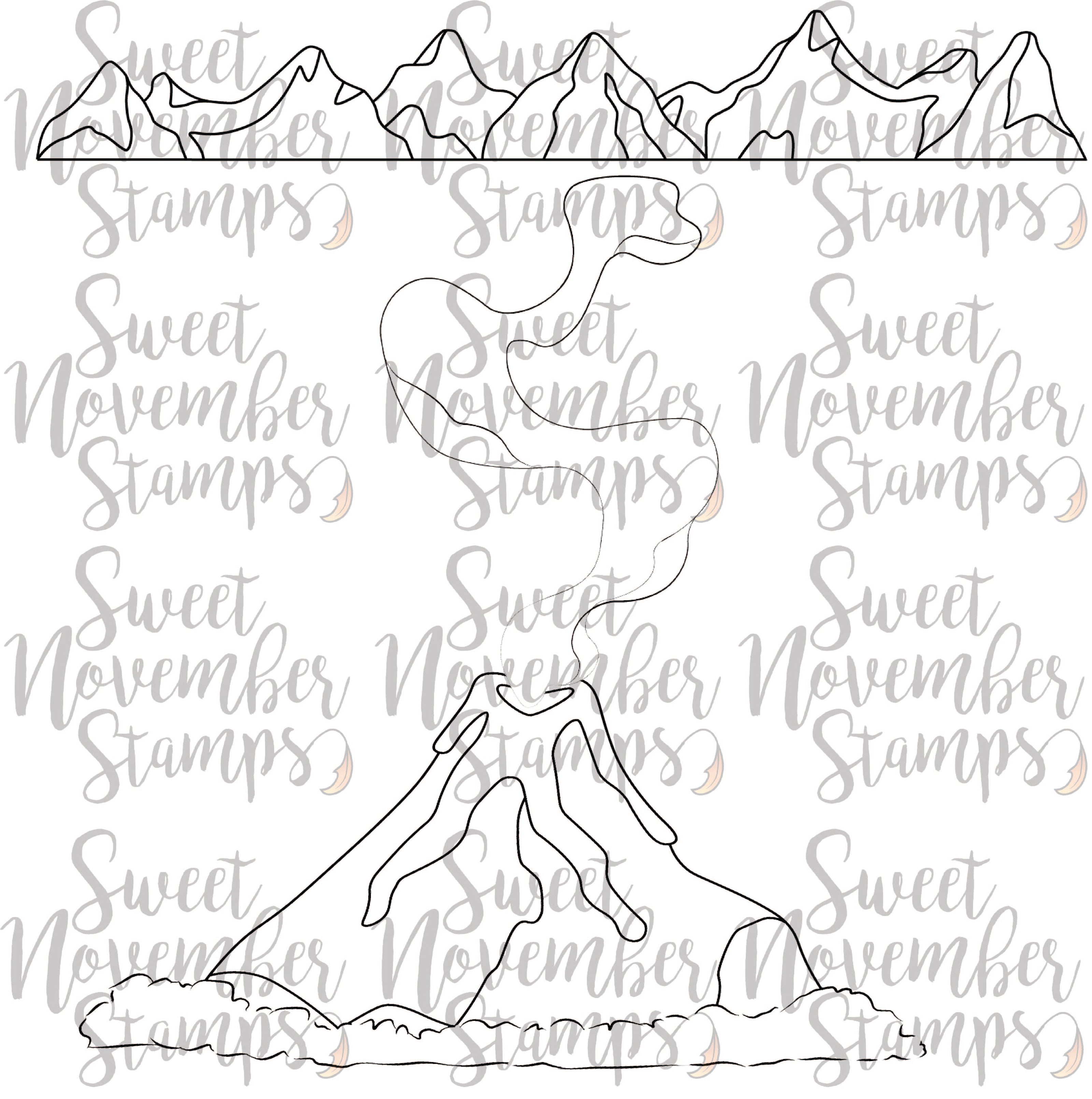 Digital Stamp - Background Builder: Happy Little Volcano