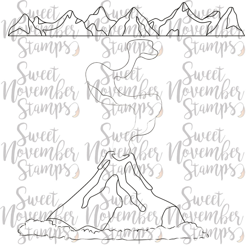Digital Stamp - Background Builder: Happy Little Volcano