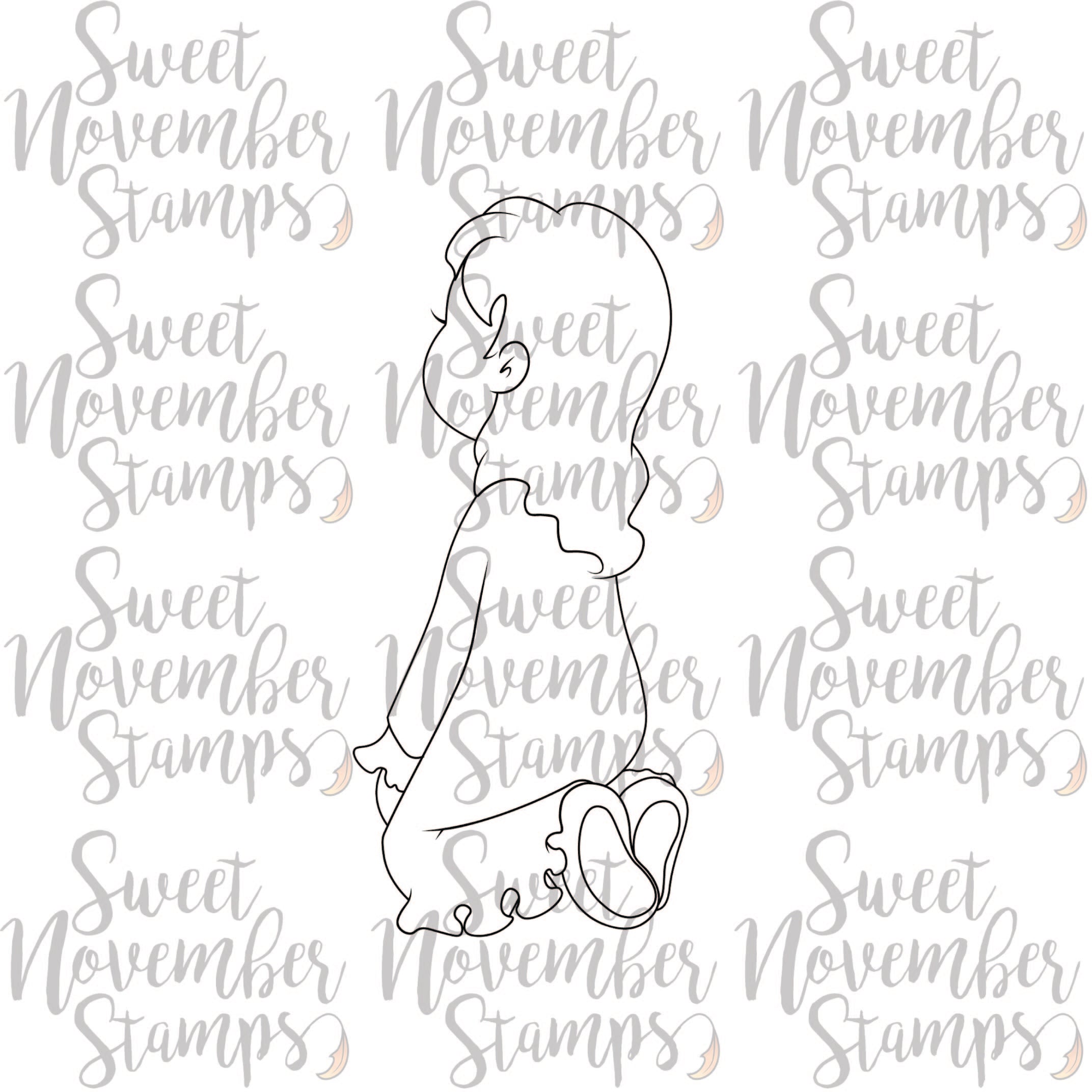 Digital Stamp: Christmas is Back: Girl Kneeling