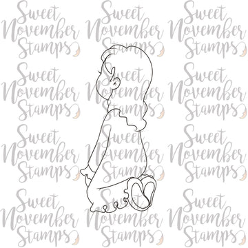 Digital Stamp: Christmas is Back: Girl Kneeling