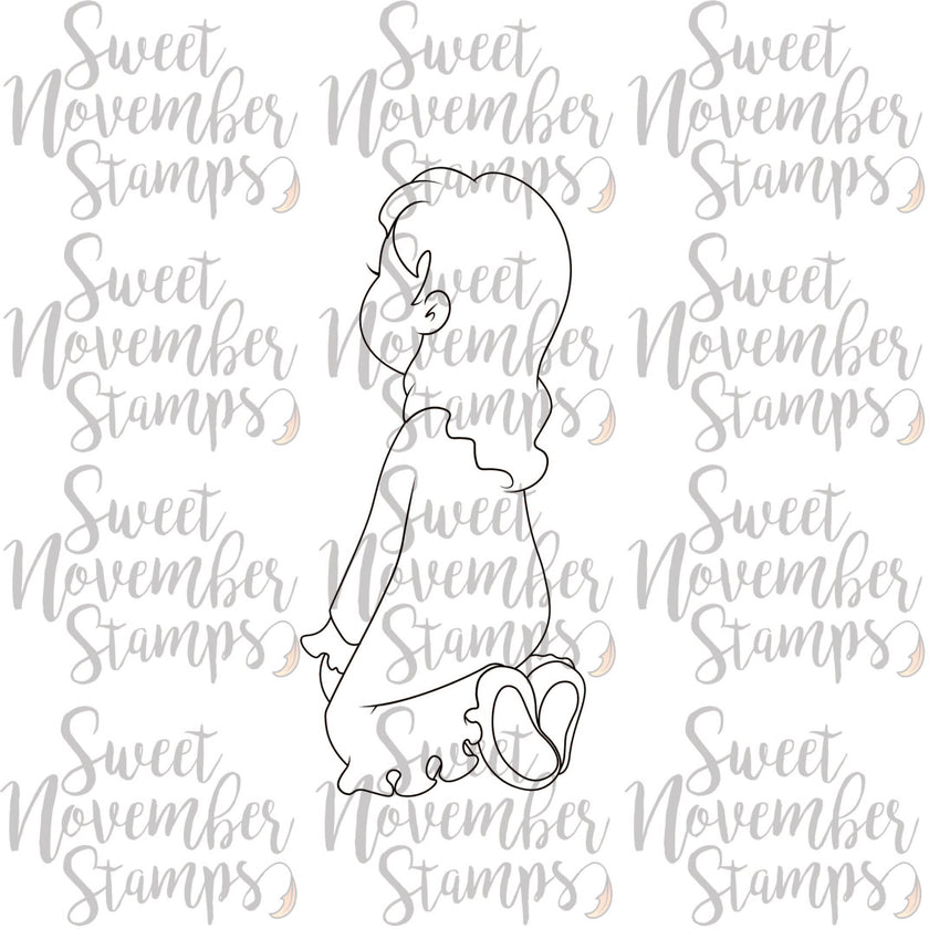 Digital Stamp: Christmas is Back: Girl Kneeling