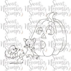Digital Stamp - Pumpkin Pals: Spooked Pumpkin with Pip, Squeak and Shortcake