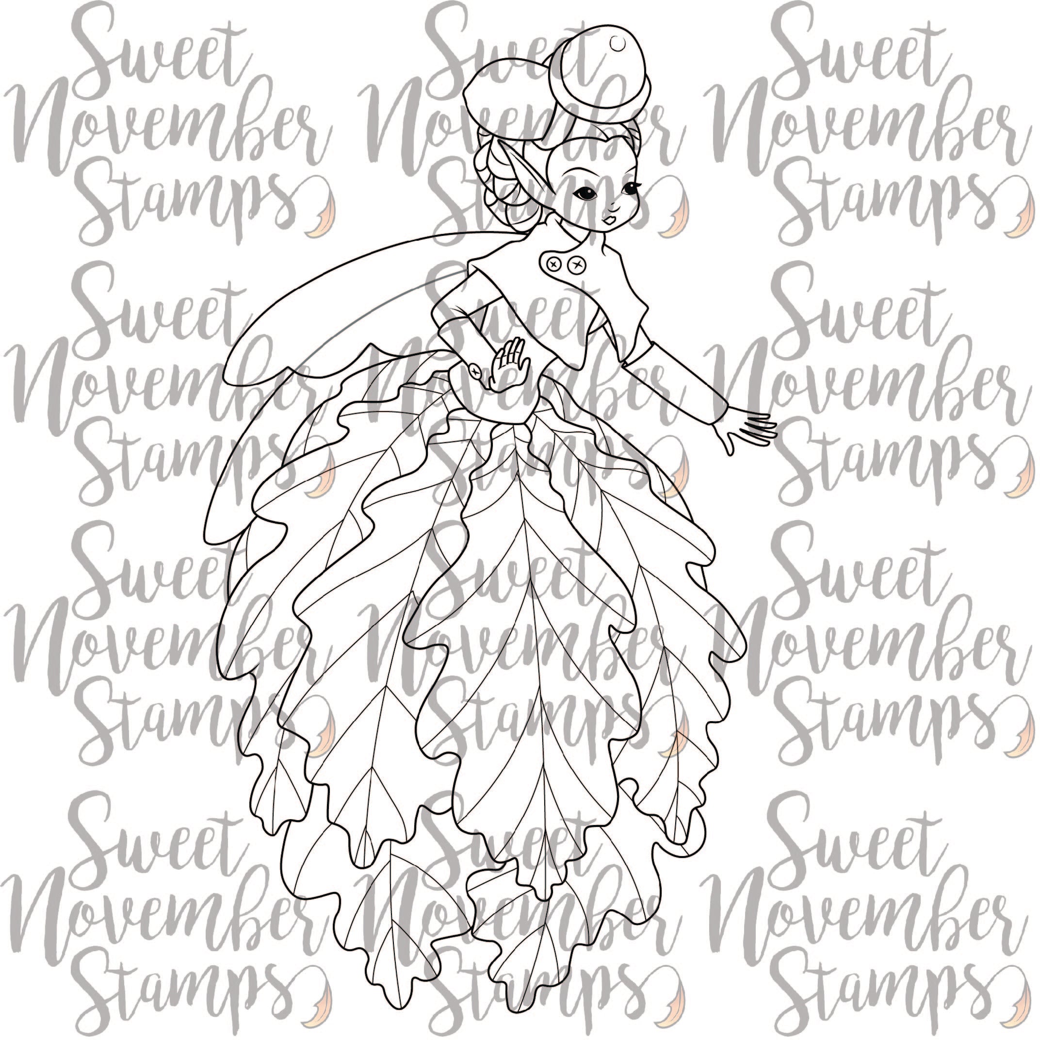 Digital Stamp - Fall Leaf Pixies: Oak