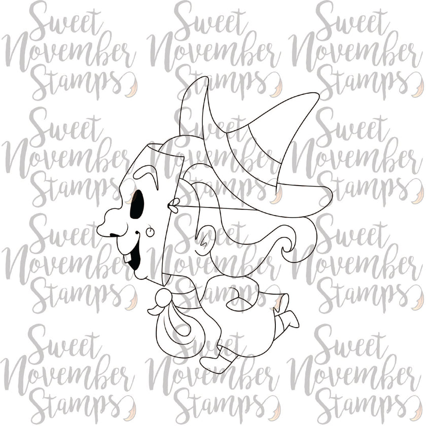 Digital Stamp - This way to candy: Trick or Treater Witch
