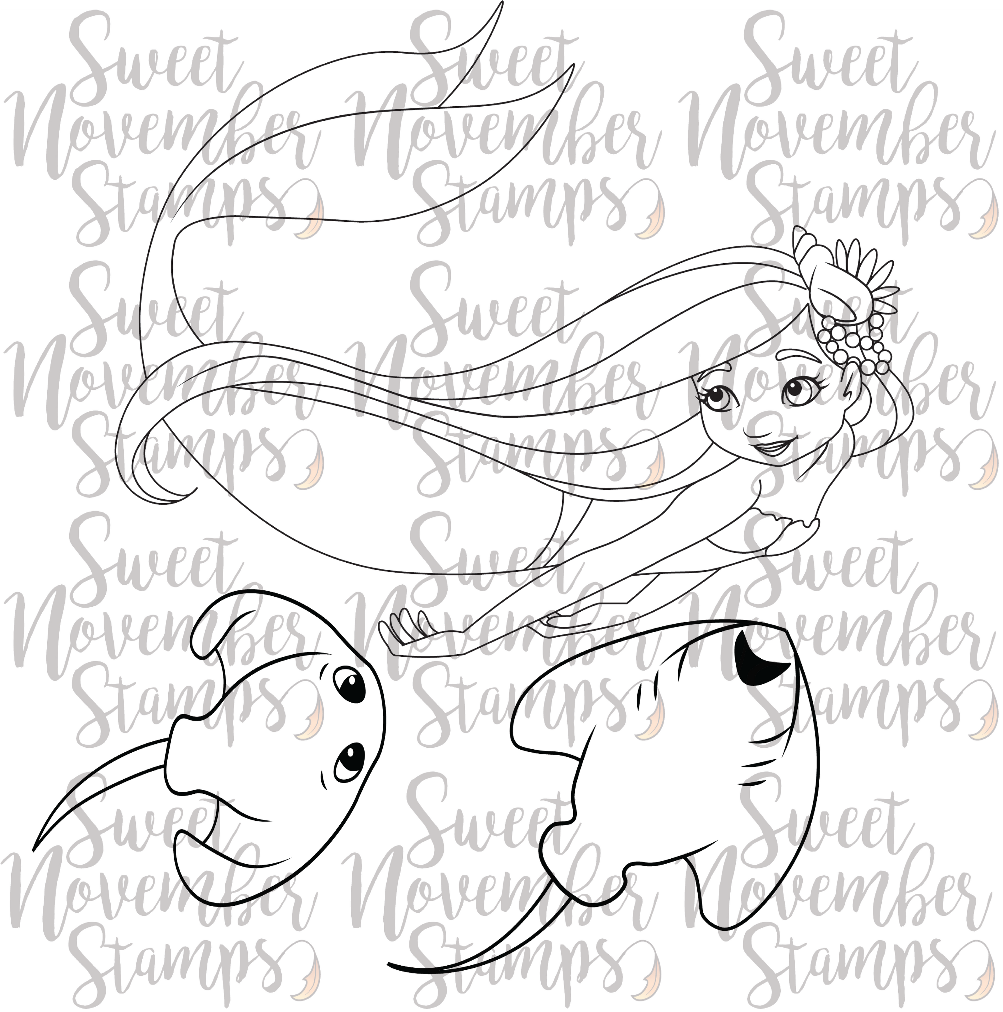 Digital Stamp - Deep Sea Friends: Sparkle Moondrifter with Skater and Ray