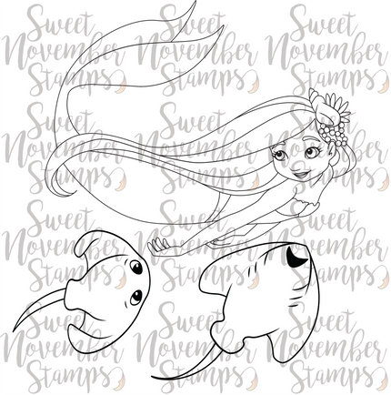 Digital Stamp - Deep Sea Friends: Sparkle Moondrifter with Skater and Ray