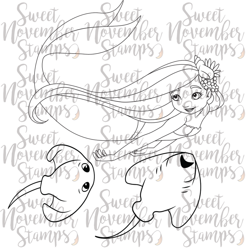 Digital Stamp - Deep Sea Friends: Sparkle Moondrifter with Skater and Ray