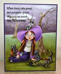 Digital Stamp - It's Halloween Witches: Black Cat Bess