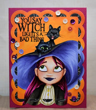 Load image into Gallery viewer, Digital Stamp - It&#39;s Halloween Witches: Black Cat Bess

