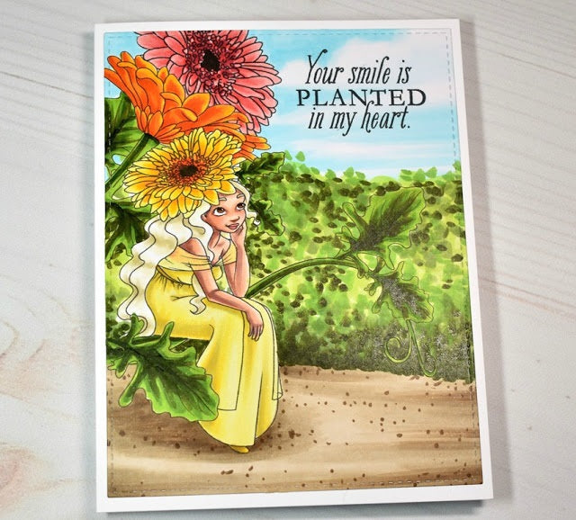 Digital Stamp - Scene Builder: Rose and Gerbera Daisy Background set