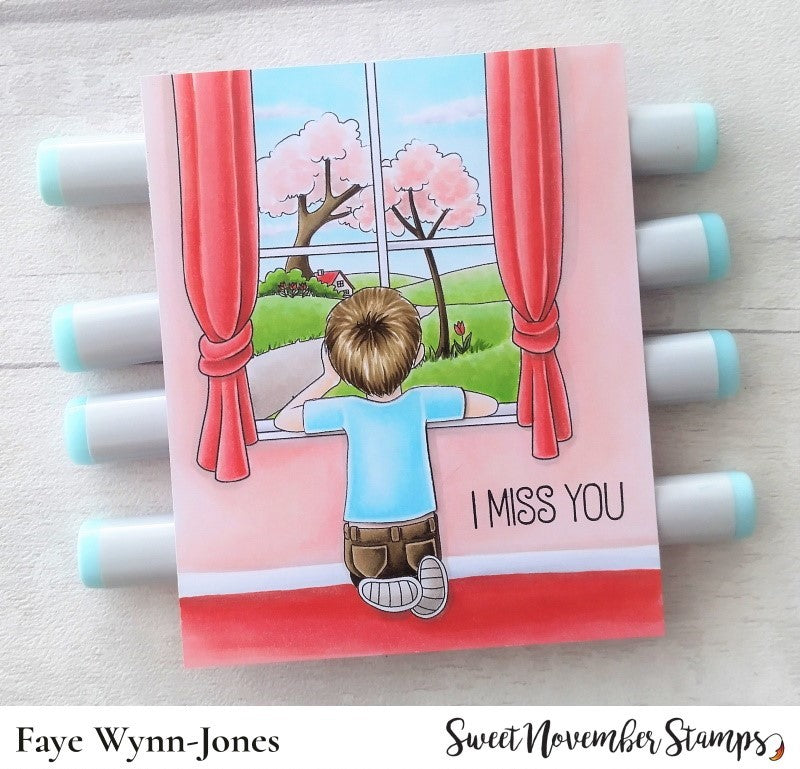 Digital Stamp: Spring is Back - Boy Kneeling