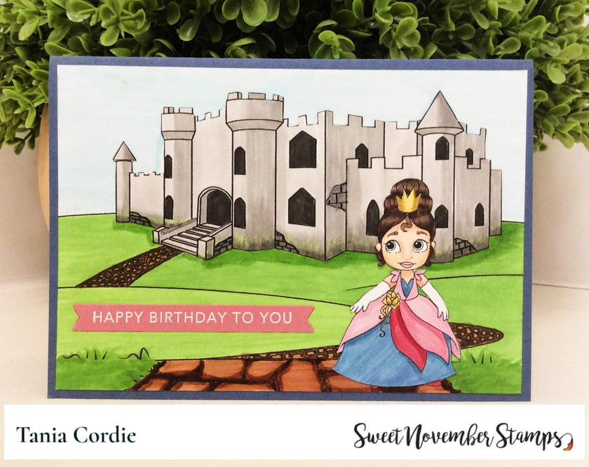 Digital Stamps - Little Princesses: Meadow Pathway and Castle Background Builder