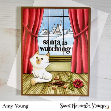 Digital Stamp - Midnight's Christmas Adventures: Midnight Oops Poinsettia